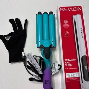 Bedhead beach waver and Revlon straightener/flat iron